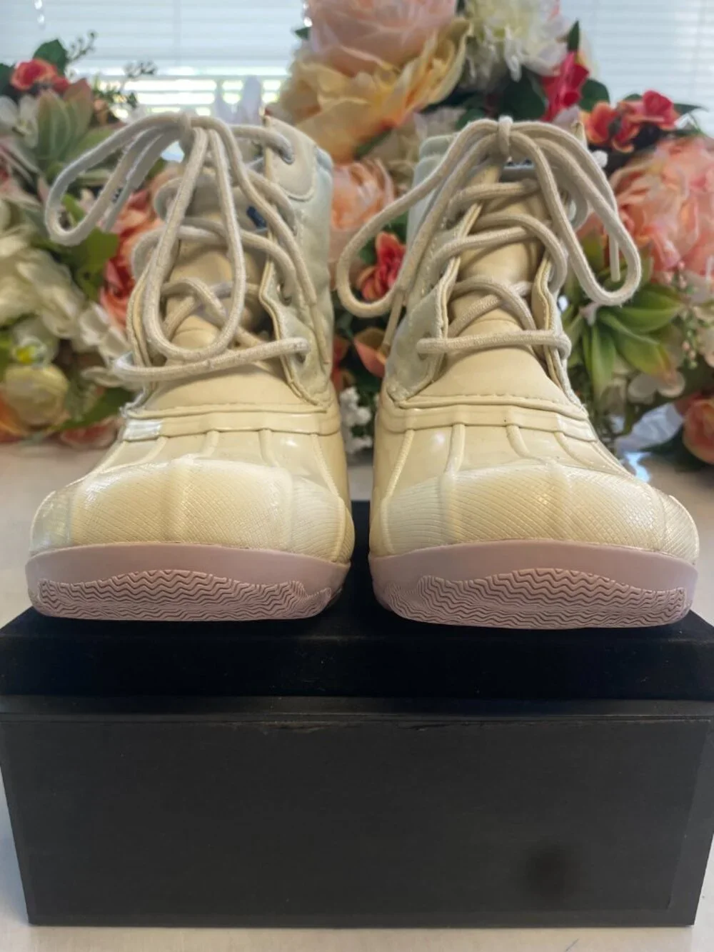 Sperry Port Boot Girls 3M Cream Pink Duck Boots